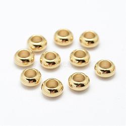 Brass Spacer Beads, Nickel Free, Rondelle, Raw(Unplated), 8x4mm, Hole: 4mm(KK-P095-21)
