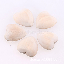 Chinese Cherry Wood Beads, Flat, Heart, BurlyWood, 20x20mm, Hole: 2mm(WOOD-TAC0005-15A)