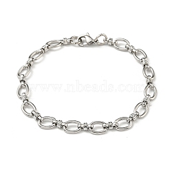 201 Stainless Steel Oval Link Chain Bracelets, Stainless Steel Color, 8-1/4 inch(21cm)(STAS-Z056-15P)