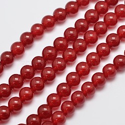 Natural & Dyed Malaysia Jade Bead Strands, Imitation Red Agate, Round, Red, 8mm, Hole: 1.0mm, about 48pcs/strand, 15 inch(X-G-A146-8mm-A02)
