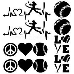 Gorgecraft 8 Sheets 4 Style Heart & Tennis Pattern Laser Style PET Waterproof Self-Adhesive Stickers, Decals for Car, Motocycle Decor, Black, 106~174x52~95x0.1mm, 2 Sheets/style(STIC-GF0001-02A)