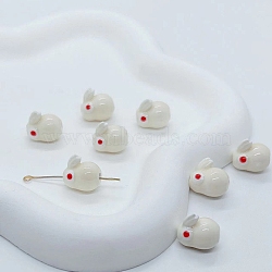 Handmade Porcelain Beads, for DIY Handmade Accessories, for Necklace/Bracelet Decoration, Rabbit, Cornsilk, 13.5mm, Hole: 2mm(PW-WG86979-17)