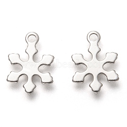 Christmas 201 Stainless Steel Charms, Laser Cut, Snowflake, Stainless Steel Color, 12x10x0.5mm, Hole: 1.4mm(X-STAS-C017-26P)