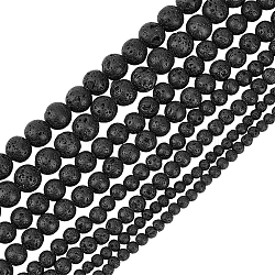 HOBBIESAY 8 Strands 4 Sizes Natural Lava Rock Beads Strands, Round, 4~6mm, 2 strands/size(G-HY0001-07)