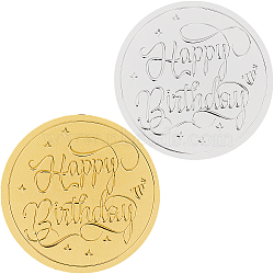 20 Sheets 2 Colors Happy Birthday Self Adhesive Gold & Silver Foil Embossed Stickers, Medal Decoration Sticker, Word, 5x5cm, about 10 sheets/color(DIY-CP0010-48)