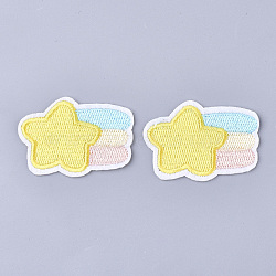 Computerized Embroidery Cloth Iron On Patches, Costume Accessories, Appliques, Star, Yellow, 53x37.5x1.5mm(FIND-T030-088)