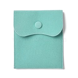 Velvet Jewelry Storage Pouches, Rectangle Jewelry Bags with Snap Fastener, for Earrings, Rings Storage, Turquoise, 11.7~11.75x9.8~9.85cm(TP-B002-04B)