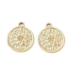 304 Stainless Steel Pendants Rhinestone Settings, Flat Round & Flower Charms, Long-Lasting Plated, Golden, 19.5x16.5x2mm, Hole: 2mm, Fit For 0.8mm Rhinestone(SA-CBA3037-03G)