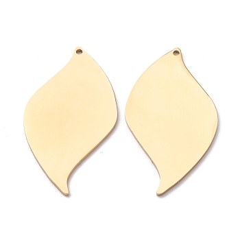 304 Stainless Steel Pendants, Stamping Blank Tag, Leaf, Golden, 40x20.5x1mm, Hole: 1.2mm