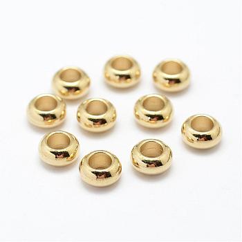 Brass Spacer Beads, Nickel Free, Rondelle, Raw(Unplated), 8x4mm, Hole: 4mm