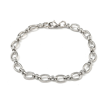 201 Stainless Steel Oval Link Chain Bracelets, Stainless Steel Color, 8-1/4 inch(21cm)