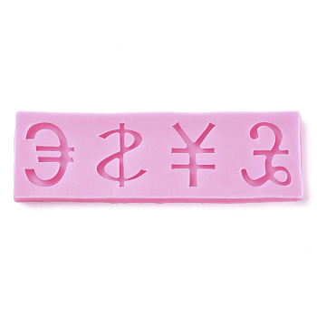 Food Grade Silicone Molds, Fondant Molds, For DIY Cake Decoration, Chocolate, Candy, UV Resin & Epoxy Resin Jewelry Making, Money Symbol, Deep Pink, 180x56x10mm, Inner Diameter: 40~41x25~32mm