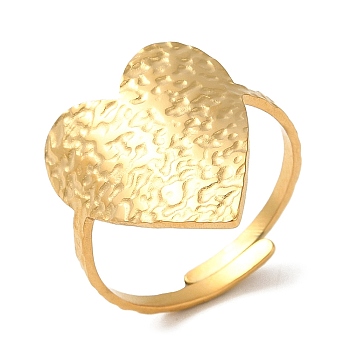 304 Stainless Steel Finger Rings, Adjustable Ring for Women, Golden, Heart, 2mm, Inner Diameter: 18mm