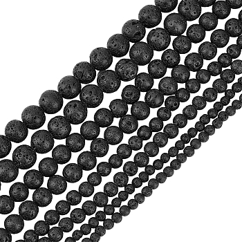 HOBBIESAY 8 Strands 4 Sizes Natural Lava Rock Beads Strands, Round, 4~6mm, 2 strands/size