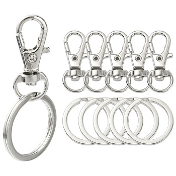 DIY Keychain Making Kit, Including Alloy Swivel Lobster Claw Clasps, Iron Split Key Rings, Platinum, 10Pcs/bag