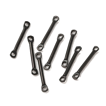 304 Stainless Steel Connector Charms, Bar Links, Black, 15x2.5x1.2mm, Hole: 1.2mm