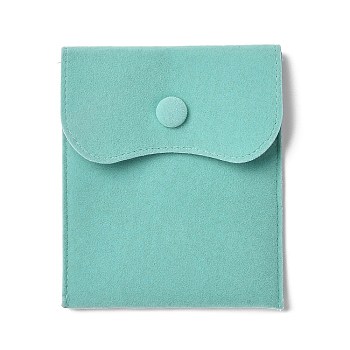 Velvet Jewelry Storage Pouches, Rectangle Jewelry Bags with Snap Fastener, for Earrings, Rings Storage, Turquoise, 11.7~11.75x9.8~9.85cm