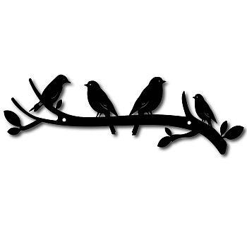 Iron Pendant Decorations, for Outdoor Garden Decoration, Bird, Electrophoresis Black, 10x30cm