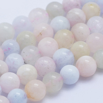 Natural Morganite Beads Strands, Round, Grade A, 6~6.5mm, Hole: 1mm, about 64pcs/strand, 15.5 inch(39.5cm)