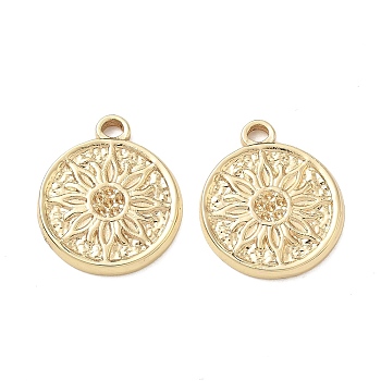 304 Stainless Steel Pendants Rhinestone Settings, Flat Round & Flower Charms, Long-Lasting Plated, Golden, 19.5x16.5x2mm, Hole: 2mm, Fit For 0.8mm Rhinestone