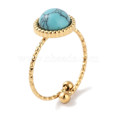 Flat Round Synthetic Turquoise Finger Rings