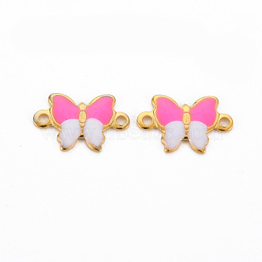 Real 16K Gold Plated Hot Pink Butterfly 304 Stainless Steel Links