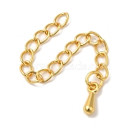 Rack Plating Brass Chain Extender, Cadmium Free & Lead Free, Long-Lasting Plated, Teardrop, Real 18K Gold Plated, 56mm(KK-A229-19G)