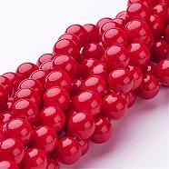 Natural Mashan Jade Round Beads Strands, Dyed, Red, 8mm, Hole: 1mm, about 51pcs/strand, 15.7 inch(G-D263-8mm-XS31)