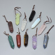 Natural & Synthetic Mixed Stone Big Pointed Pendants, Faceted, Bullet, 51~53.5x12~12.5mm, Hole: 2mm(G-L516-25)
