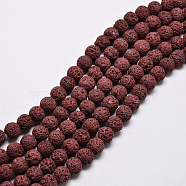 Natural Lava Rock Round Bead Strands, Dyed, Dark Red, 8mm, Hole: 1mm, about 50pcs/strand, 15.7 inch(X-G-I124-8mm-06)