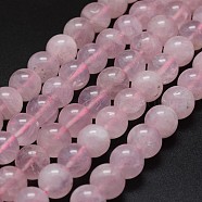 Natural Madagascar Rose Quartz Beads Strands, Round, 8mm, Hole: 0.8mm, about 49pcs/strand, 15.7 inch(G-K285-33-8mm-02)