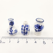 Blue and White Porcelain Vase Miniature Ornaments, Micro Landscape Garden Dollhouse Accessories, Pretending Prop Decorations, Bamboo, Chrysanthemum & Plum Blossom Pattern, White, 13x18~20mm, 3pcs/set(BOTT-PW0001-151)
