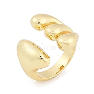 Brass Cuff Rings, Wide Band Rings for Women, Real 18K Gold Plated, Teardrop, 21mm(RJEW-U030-02G-04)