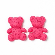 Opaque Resin Cabochons, Bear with Smiling Face Pattern, Cerise, 38x31x10mm(X-RESI-G045-01G)