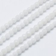 Natural White Jade Beads Strands, Faceted Round, Dyed, White, 3mm, Hole: 0.8mm, about 113~123pcs/strand, 15 inch(G-A129-3mm-B05)