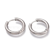 201 Stainless Steel Huggie Hoop Earrings, with 304 Stainless Steel Pin, Hypoallergenic Earrings, Ring, Stainless Steel Color, 9 Gauge, 19x3mm, Pin: 1mm(EJEW-L256-05D-P)