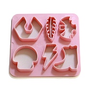 Plastic Plasticine Tools, Clay Dough Cutters, Moulds, Modelling Tools, Modeling Clay Toys for Children, Mushroom/Leaf/Bat, Pink, 10x10cm(CELT-PW0003-002A)