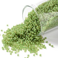 TOHO Round Seed Beads, Japanese Seed Beads, (946FM) Green Lined Citrine Matte, 15/0, 1.5mm, Hole: 0.7mm, about 15000pcs/50g(SEED-XTR15-0946FM)