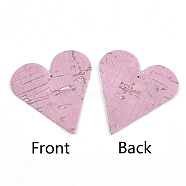 PU Leather Pendants, Heart, Pearl Pink, 44x42x1.5mm, Hole: 1.5mm(FIND-T020-091)