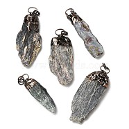 Natural Green Quartz Big Pendants, Nuggets Charms with Tin Findings, Red Copper, 54.5~72x16~28x10~11.5mm, Hole: 6x9mm(G-Q1003-01RC)
