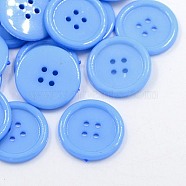 Acrylic Sewing Buttons, Plastic Buttons for Costume Design, 4-Hole, Dyed, Flat Round, Cornflower Blue, 17x2mm, Hole: 1mm(BUTT-E076-B-02)
