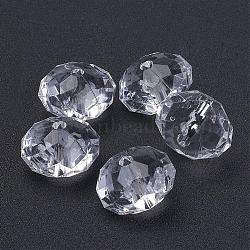 Faceted Rondelle Clear Transparent Acrylic Beads for Chunky Necklaces, about 20mm in diameter, 14mm thick, hole: 3mm(X-PAB1463Y-16)