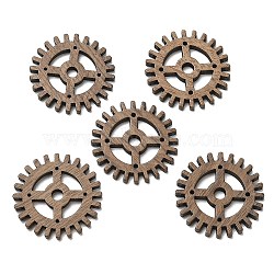 Walnut Wood Pendants, Gear Charm, Camel, 24x2.5mm, Hole: 0.9mm, Inner Diameter: 2mm(WOOD-F013-12)