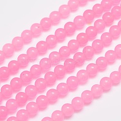 Natural & Dyed Malaysia Jade Bead Strands, Round, Hot Pink, 6mm, Hole: 0.8mm, about 64pcs/strand, 15 inch(X-G-A146-6mm-A08)
