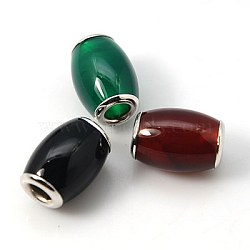 Natural Gemstone European Beads, Mixed Color, Barrel, Mixed Color, 15x11mm, Hole: 4mm(SPDL-G002-M)
