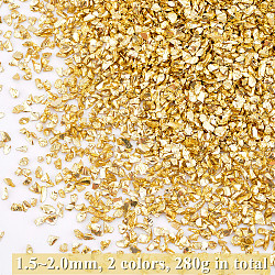 Olycraft Plated Glass Seed Beads, For Nail Art Decoration Accessories, No Hole/Undrilled, Chips, Mixed Color, 1.5~2.0mm, about 140g/bottle, 2bottles/set(SEED-OC0001-01)