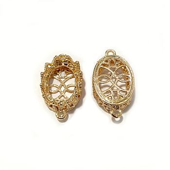 Alloy Cabochons Connector Settings, Oval, Light Gold, 28x15.5x7mm, Hole: 2mm, Tray: 13x18mm