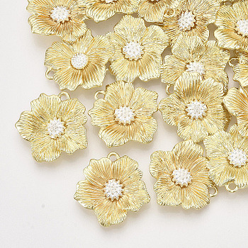 Alloy Pendants, Flower, Light Gold, 26x25x5mm, Hole: 2mm