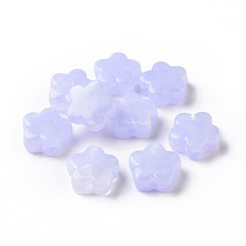 Opaque Acrylic Beads, Glitter Beads, Flower, Lilac, 14.5x15x6.5mm, Hole: 2mm, 496pcs/500g