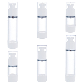 6Pcs 3 Style Empty Plastic Press Pump, Nail Polish Remover Clean Liquid Water Storage Bottle, White, 9.5~14.8cm, capacity: 15ml~50ml, 2pcs/style